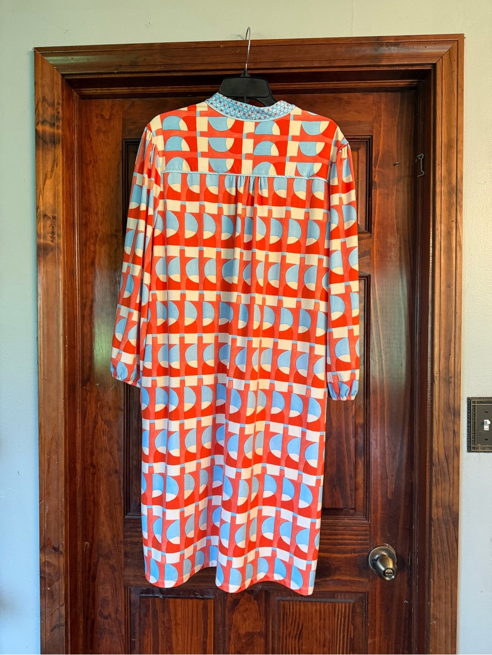 J. McLaughlin Orange and Light Blue Geometric Tunic - Picture 3 of 3